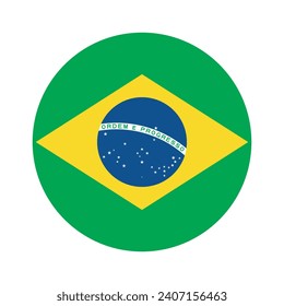 Brazil flag. Button flag icon. Standard color. Circle icon flag. Computer illustration. Digital illustration. Vector illustration.