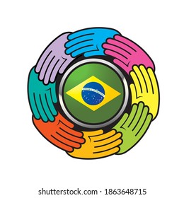 Brazil flag button isolated on white