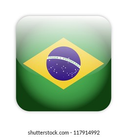 Brazil flag button on white