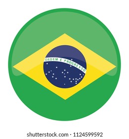 Brazil Flag Button Round Vector Art Design Patriotic Symbol