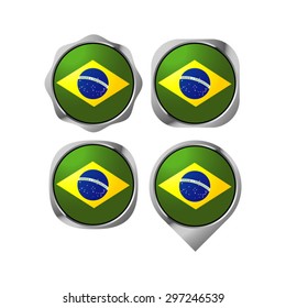 Brazil flag button vector drawing