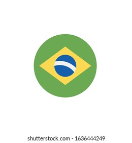 Brazil flag in a circle. Vector graphics.
