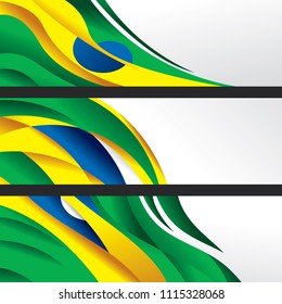 Brazil Flag Color Abstract Banner Collection (Vector Art)