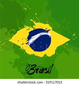 brazil flag with color splash 