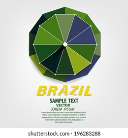 Brazil flag concept of sun umbrellas.Vector, eps10.