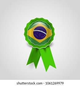Brazil flag design badge vector 