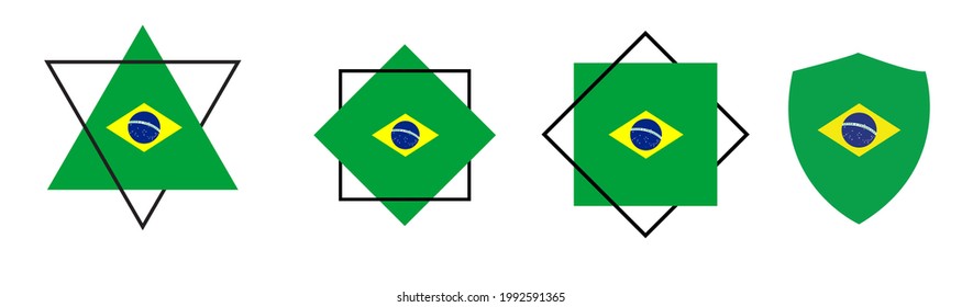 Brazil Flag design set.  vector illustration.