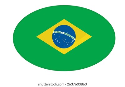 Brazil flag ellipse shaped. vector	