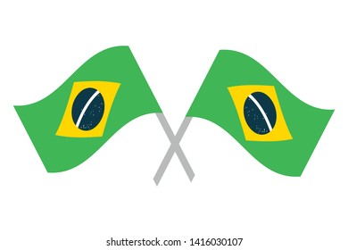 brazil flag emblem on white background vector illustration