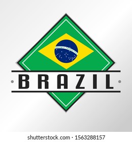 Brazil Flag Emblema. Vector Design National. Illustration Country Symbol.