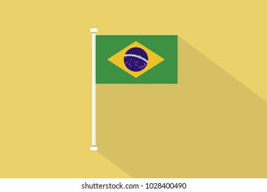Brazil flag with flagpole,vector illustration
