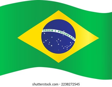 Brazil flag flying on white background