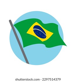 Brazil flag flying waving. Vector image