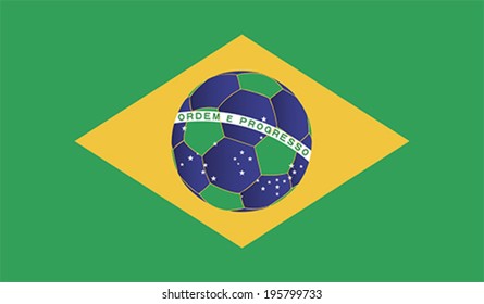 Brazil flag with football centre vector