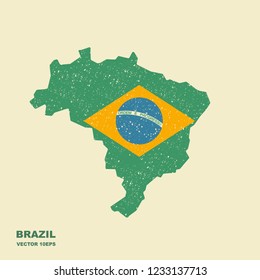 Brazil flag in form of map. National flag concept. Vector illustration.