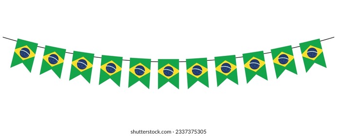 Mariscos de bandera de Brasil, cantantes en una cuerda para fiesta, carnaval, festival, celebración, Día Nacional de Brasil, arañazos decorativos, ilustración vectorial