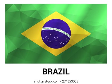 Brazil Flag, geometric polygonal shapes. Vector illustration.
