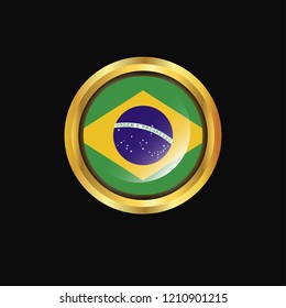 Brazil flag Golden button