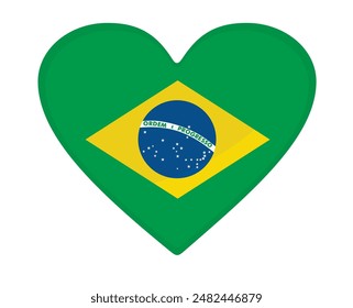 Bandera de Brasil en forma de corazón. Vector