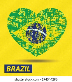 Brazil flag heart vector