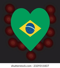 Brazil flag heart. vector illustration solated on black background