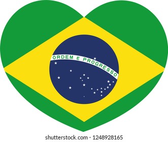 Brazil flag, heart, vector, sticker, language