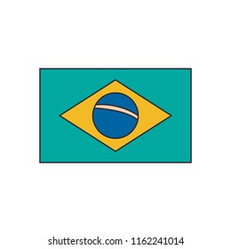 Brazil flag icon. Cartoon brazil flag vector icon for web design isolated on white background