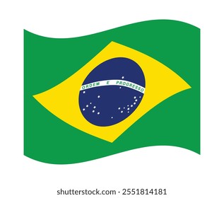 Brazil flag icon. Drapeau du Brésil. The flag of Brazil. Flag icon vector illustration on white background.