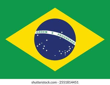 Brazil flag icon. Drapeau du Brésil. The flag of Brazil. Flag icon vector illustration on white background.