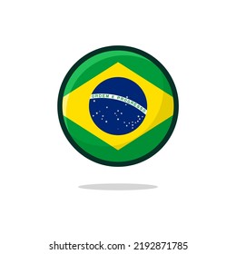 Brazil Flag Icon. Brazil Flag flat style isolated on a white background - stock vector.