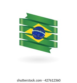 brazil flag icon green ribbon