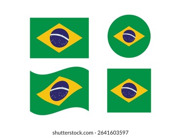 Brazil Flag Icon – Official National Flag of Brazil in Flat Vector Style with Standard Colors and Proportions.
