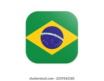 Brazil Flag icon. Rounded square flag of brazil icon design, vector illustration