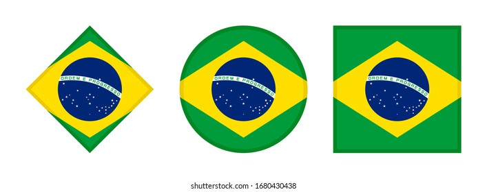 brazil flag icon set. isolated on white background