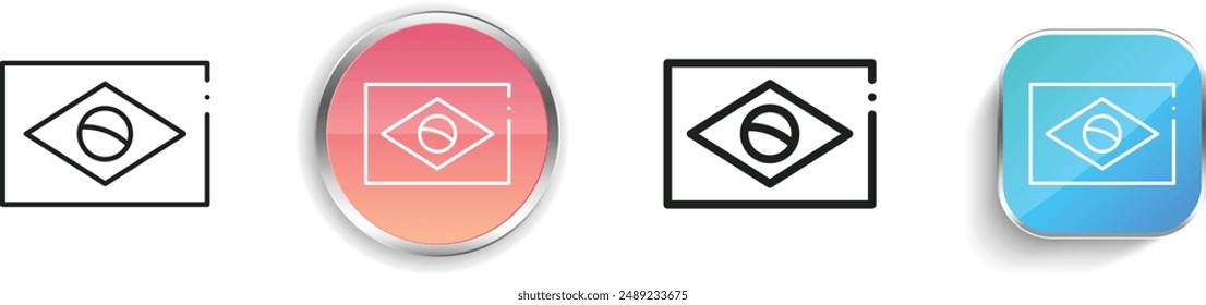 brazil flag icon. Thin Linear, Regular and Button Style Design Isolated On White Background