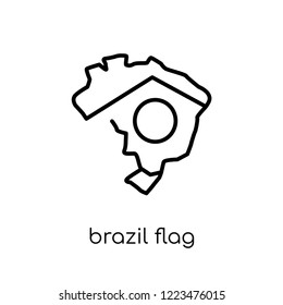 Brazil flag icon. Trendy modern flat linear vector Brazil flag icon on white background from thin line Country Flags collection, editable outline stroke vector illustration