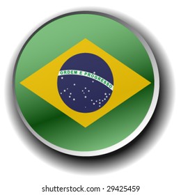 brazil flag icon - vector button