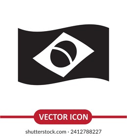Brazil flag icon vector flat simple illustration on white background..eps