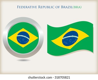 Brazil flag icon.Brazilian flag vector illustration.