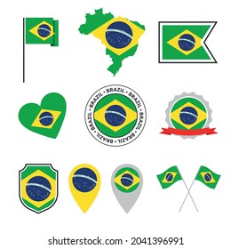 Brazil flag icons set, symbols of the flag of Federative Republic of Brazil