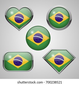 Brazil flag icons. vector illustration