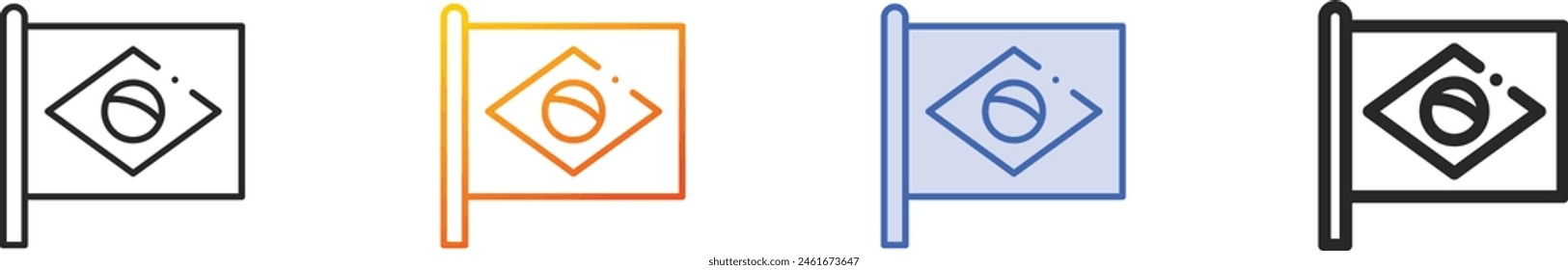 brazil flag icon.Thin Linear, Gradient, Blue Stroke and bold Style Design Isolated On White Background