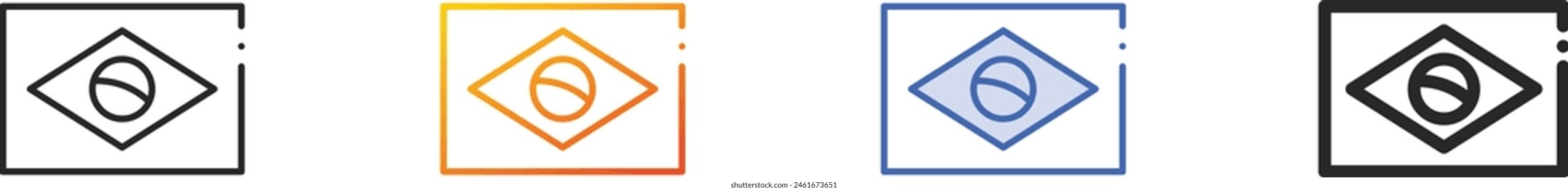 brazil flag icon.Thin Linear, Gradient, Blue Stroke and bold Style Design Isolated On White Background