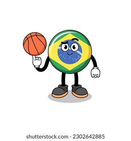 brazil flag illustration as a basketball player , character design