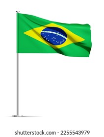 Bandera de Brasil aislada de fondo blanco. Vector EPS10