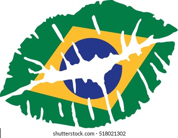 Brazil flag kiss