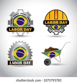 Brazil Flag with labour day design vector 