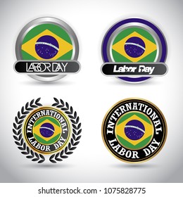 Brazil Flag with labour day design vector 