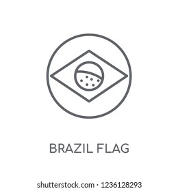 Brazil flag linear icon. Modern outline Brazil flag logo concept on white background from Culture collection. Suitable for use on web apps, mobile apps and print media.