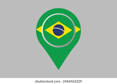 Brazil flag with location sign, Brazilian National Flag, EPS Vector Illustration, Flag of the Federative Republic of Brazil, Illustration of the Brazil flag
